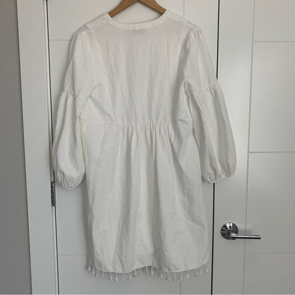 Kate Kasin White Textured Summer Vacation Dress L - Picture 3 of 5